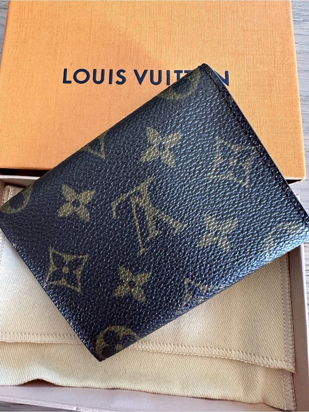 Louis Vuitton Monogram Enveloppe Carte de Visite Card Holder Unisex Full Set